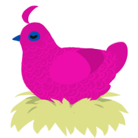 A fuchsia chicken with a double-lace pattern