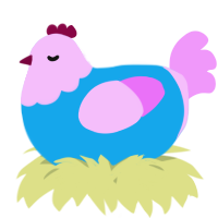 A sky and lavender chicken with a head pattern