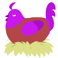 A red and amethyst chicken with a head pattern