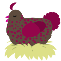 A bark and maroon chicken with a speckle pattern