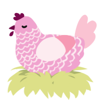 A pink and rose chicken with a lace pattern