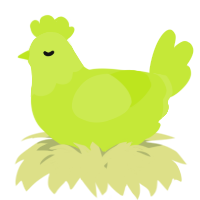 A lime chicken with a head pattern