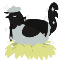 A silver and sable chicken with a head pattern