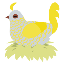 A mist and yellow chicken with a lace pattern