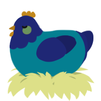 A sea and navy chicken with a head pattern