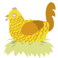 Chica, a yellow and ochre chicken with a lace pattern