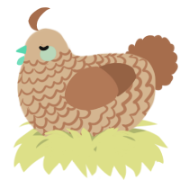 A beige and brown chicken with a lace pattern