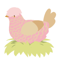 A pink and beige chicken with a lace pattern