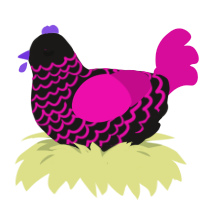 Pop Punk, a sable and fuchsia chicken with a lace pattern
