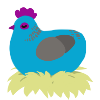 A cerulean and grey chicken with a neck-band pattern