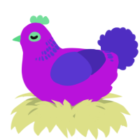 A amethyst and indigo chicken with a neck-band pattern