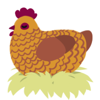 A orange and russet chicken with a lace pattern