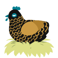A black and gold chicken with a lace pattern