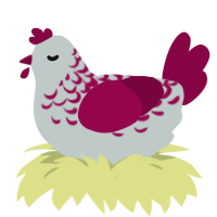 A silver and maroon chicken with a half-lace pattern