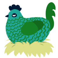 Algae, a turquoise and leaf chicken with a lace pattern