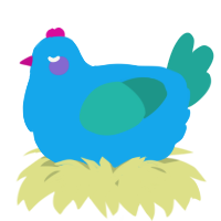 A sky and turquoise chicken
