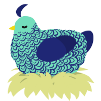 A mint and navy chicken with a double-lace pattern