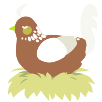 sugar glaze, a brown and white chicken with a neck-speckle pattern