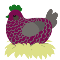 A wine and grey chicken with a lace pattern