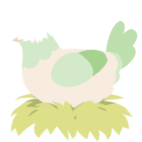 A cream and gluppy chicken with a head pattern