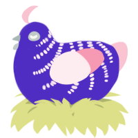 A indigo and rose chicken with a half-bar pattern