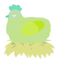 A gluppy and lime chicken with a lace pattern