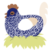 A navy and cream chicken with a double-lace pattern