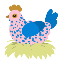 A rose and sapphire chicken with a speckle pattern
