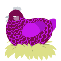 A wine and amethyst chicken with a lace pattern
