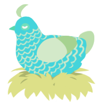 A aqua and gluppy chicken with a lace pattern