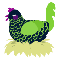 A tumblr and grass chicken with a lace pattern