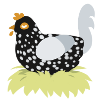 A sable and mist chicken with a speckle pattern