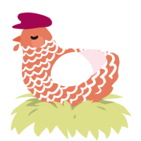A vermilion and rose chicken with a lace pattern