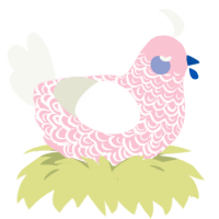 A rose and white chicken with a double-lace pattern