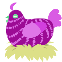 Mûre, a plum and orchid chicken with a bar pattern