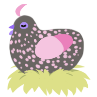 (unnamed), a grey and pink chicken with a speckle pattern