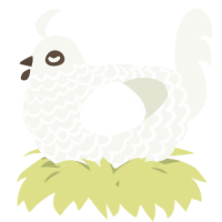A white chicken with a lace pattern