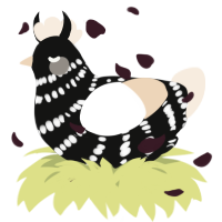 A black and cream chicken with a bar pattern