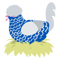 A ultramarine and mist chicken with a lace pattern