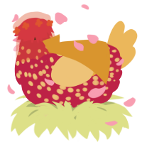 A crimson and honey chicken with a speckle pattern