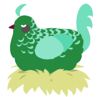 A viridian and mint chicken with a half-lace pattern