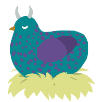 A teal and overcast chicken with a speckle pattern