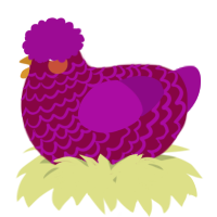 A maroon and plum chicken with a lace pattern
