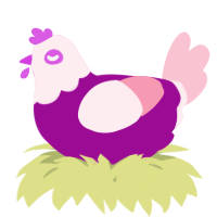 A plum and rose chicken with a head pattern