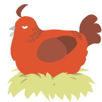 A vermilion and russet chicken with a neck-band pattern