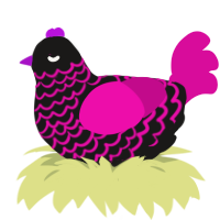 Mogwai, a sable and fuchsia chicken with a lace pattern