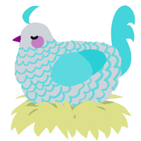 A mist and aqua chicken with a lace pattern
