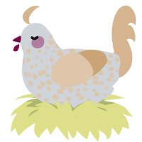 Millie, a mist and beige chicken with a speckle pattern