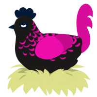 (unnamed), a sable and fuchsia chicken with a half-lace pattern