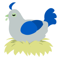 A silver and ultramarine chicken